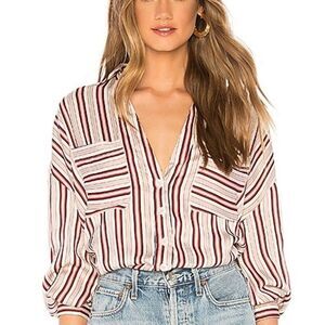 Free People Ivory Mad About You Striped Shirt